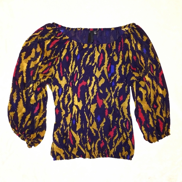 Willi Smith Boho Pattern Peasant Top - Picture 5 of 5